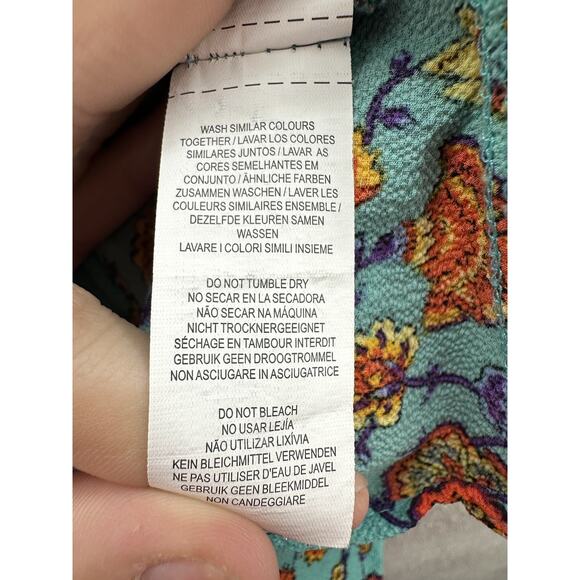 Primark Womens Blouse Size 8 Blue Floral Cold Shoulder Short Sleeve - Picture 8 of 14